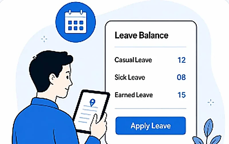 Employee viewing leave balances on a tablet