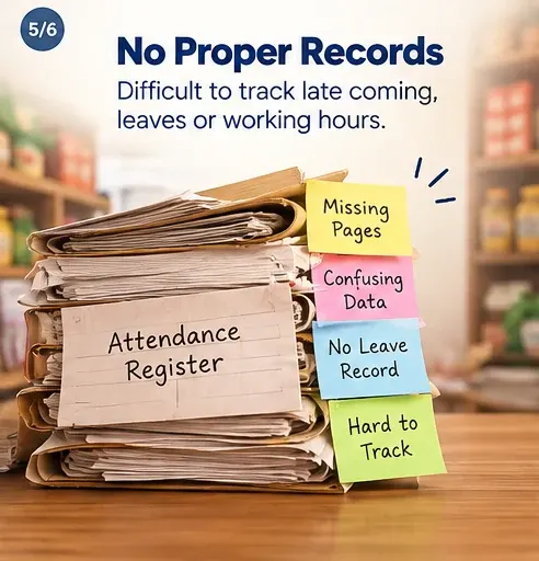 No proper records: a pile of paper registers